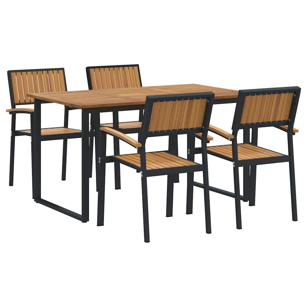 Conjunto de Comedor de Jardín 5 pcs Negro
