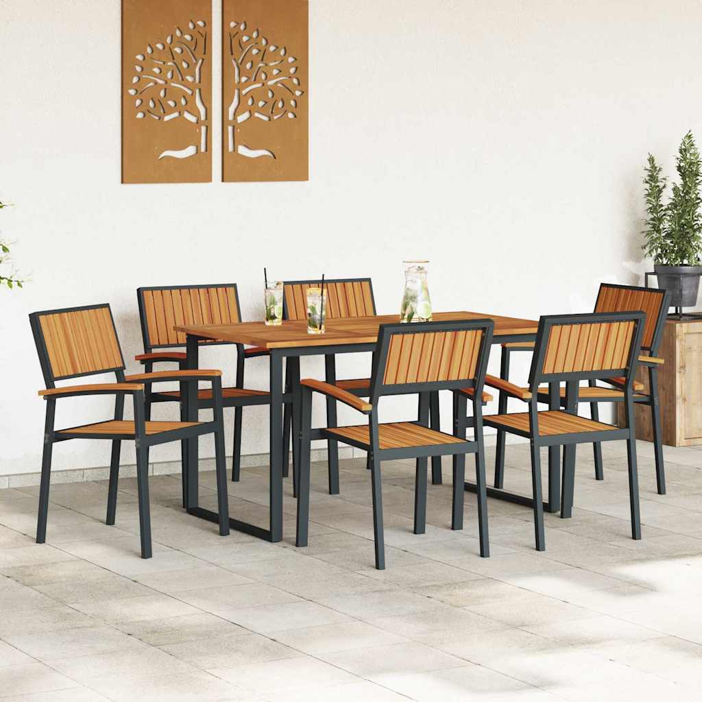 Conjunto de Comedor de Jardín 7 pcs Negro