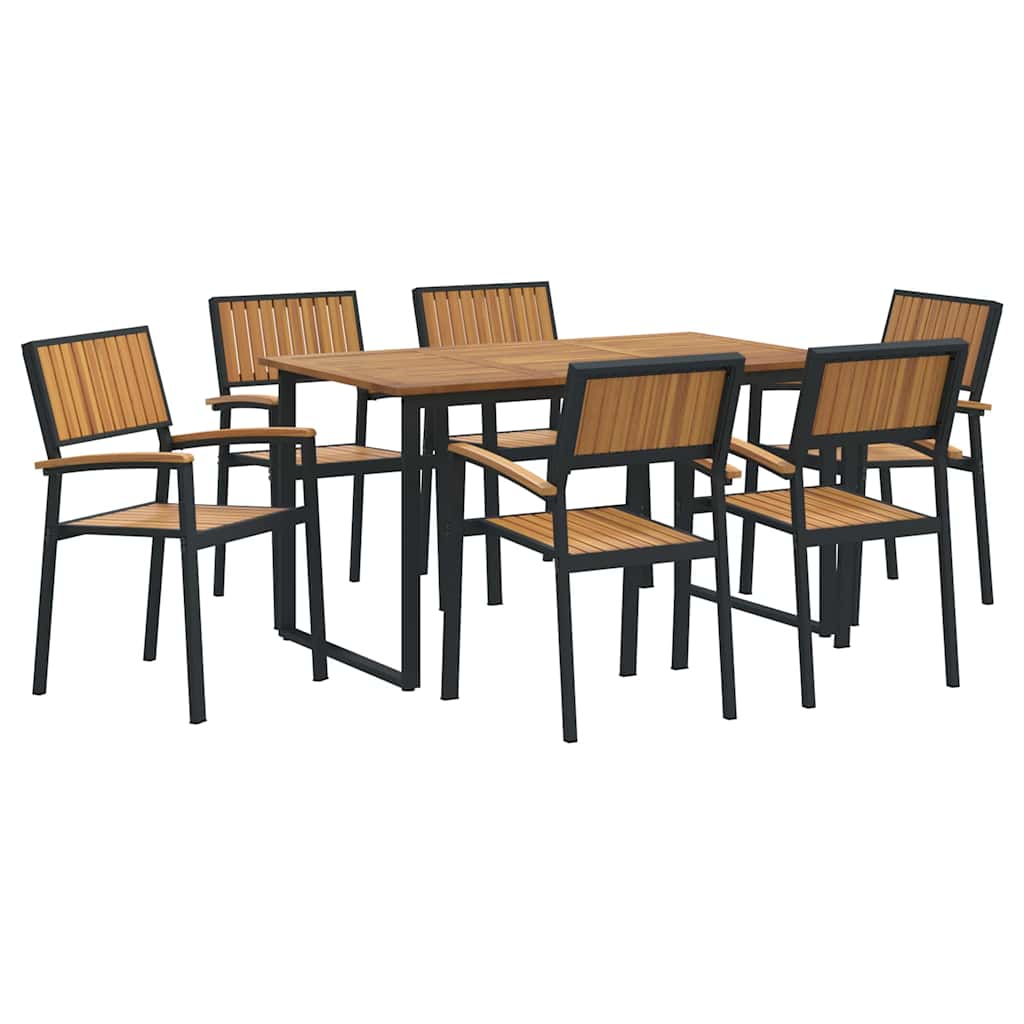 Conjunto de Comedor de Jardín 7 pcs Negro