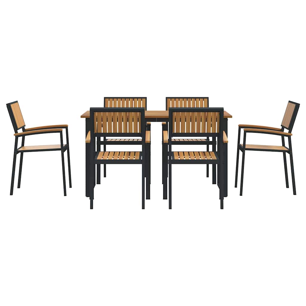 Conjunto de Comedor de Jardín 7 pcs Negro