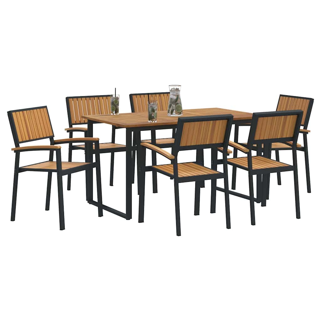 Conjunto de Comedor de Jardín 7 pcs Negro