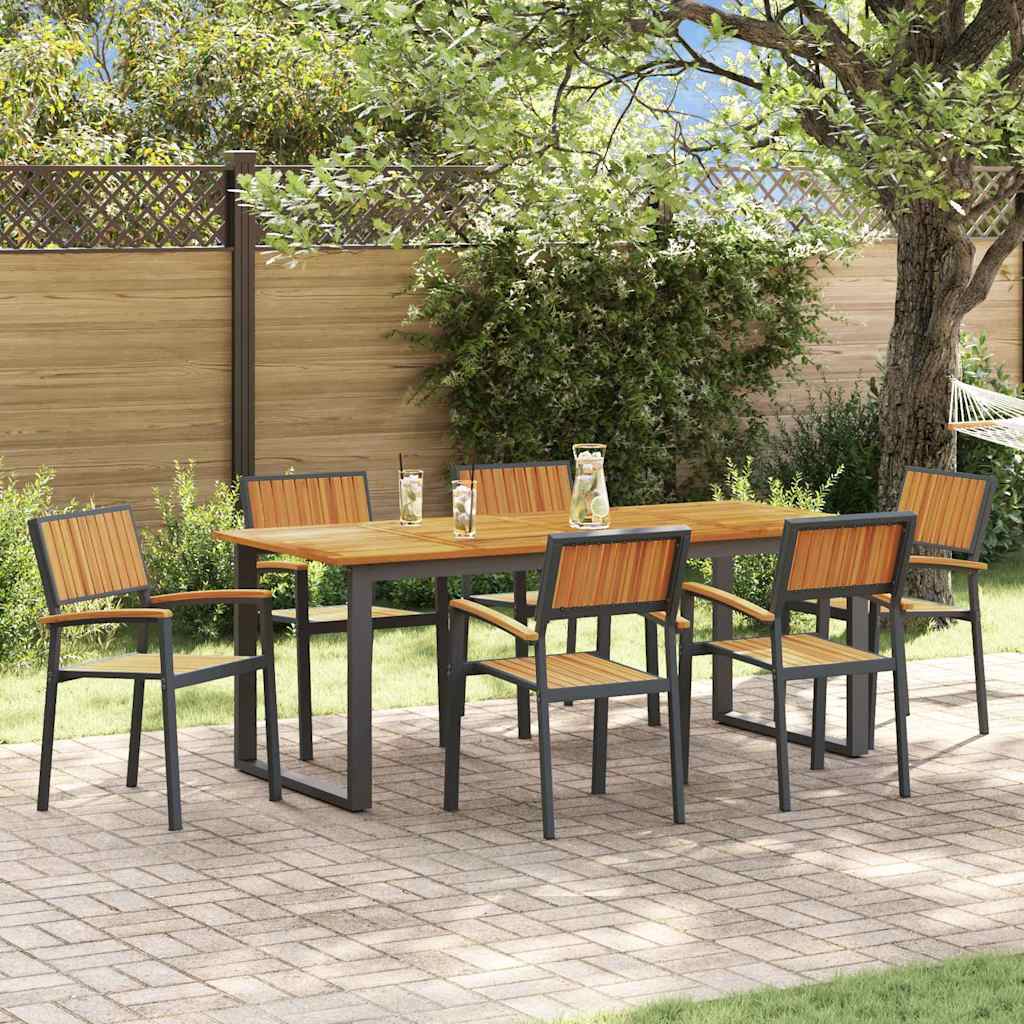 7-piece Outdoor Dining Set Black