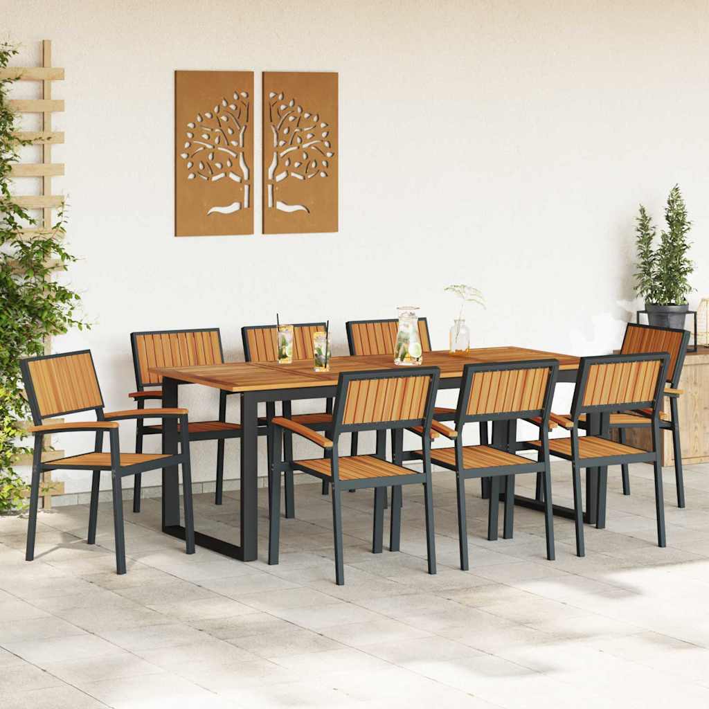 Conjunto de Comedor de Jardín 9 pcs Negro
