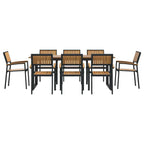 Conjunto de Comedor de Jardín 9 pcs Negro