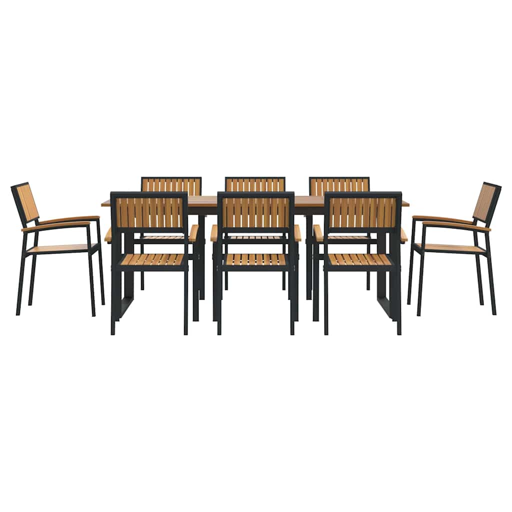 Conjunto de Comedor de Jardín 9 pcs Negro