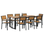 Conjunto de Comedor de Jardín 9 pcs Negro