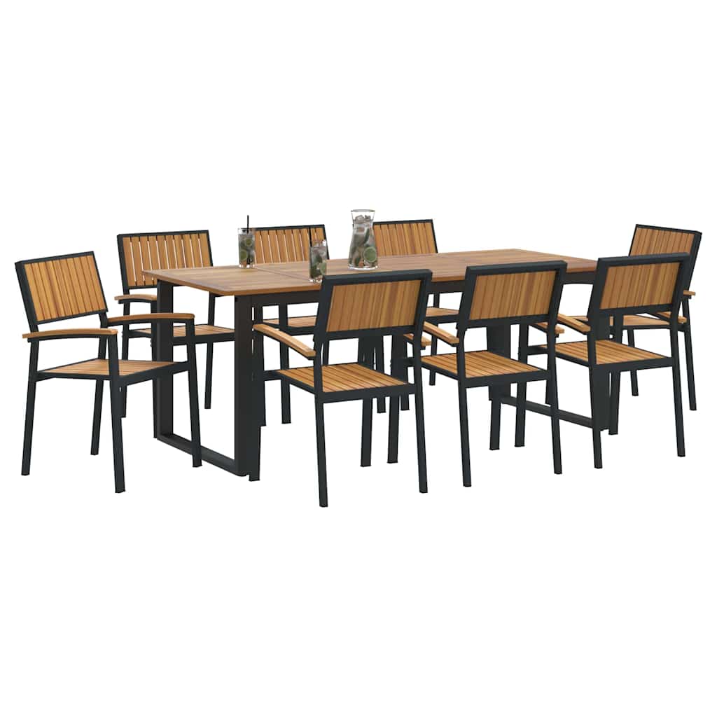 Conjunto de Comedor de Jardín 9 pcs Negro