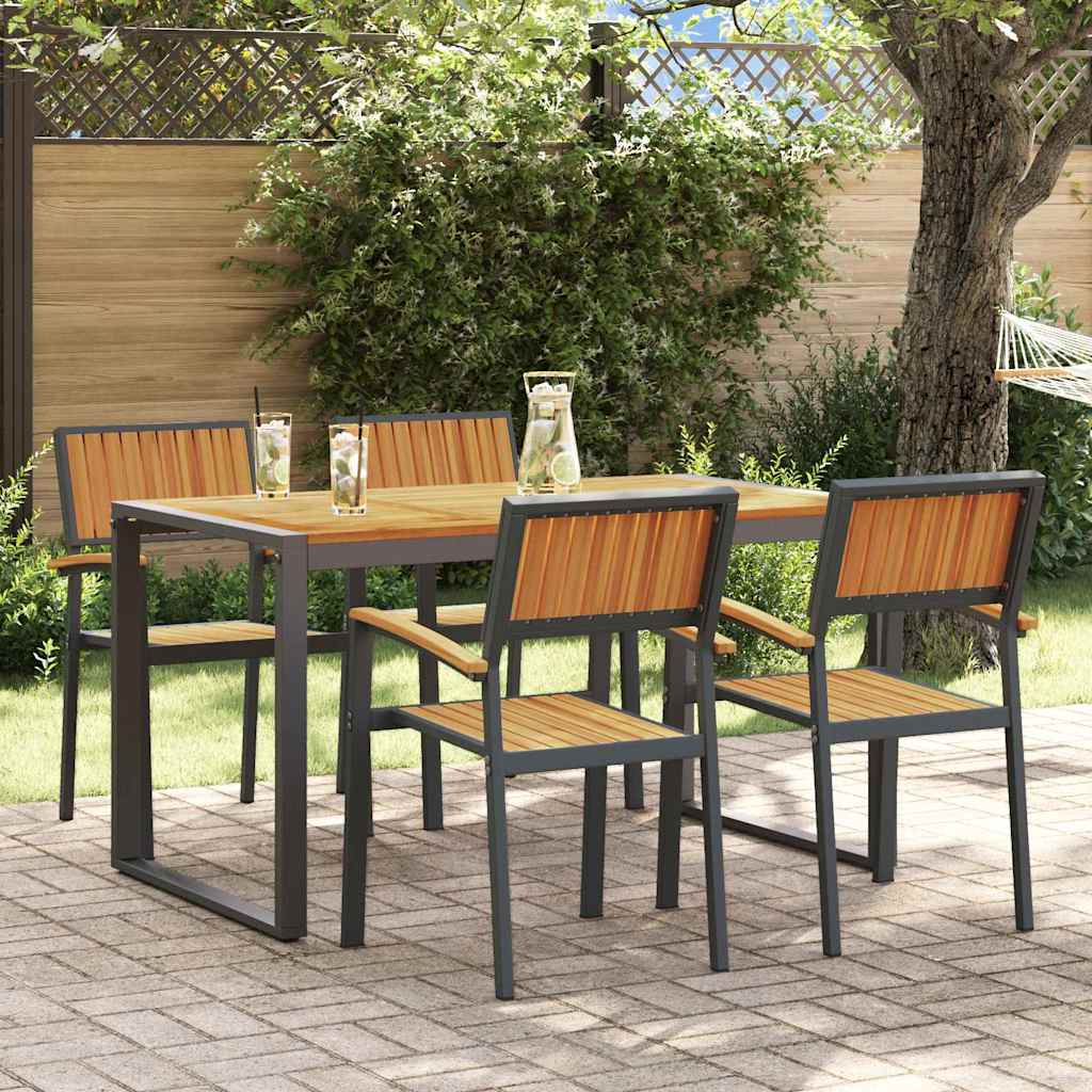 Conjunto de Comedor de Jardín 5 pcs Negro