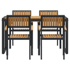 Conjunto de Comedor de Jardín 5 pcs Negro