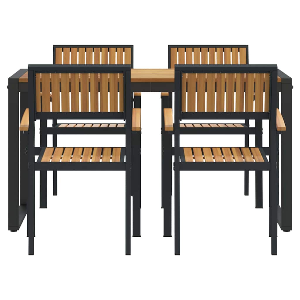 Conjunto de Comedor de Jardín 5 pcs Negro