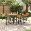 Conjunto de Comedor de Jardín 7 pcs Negro