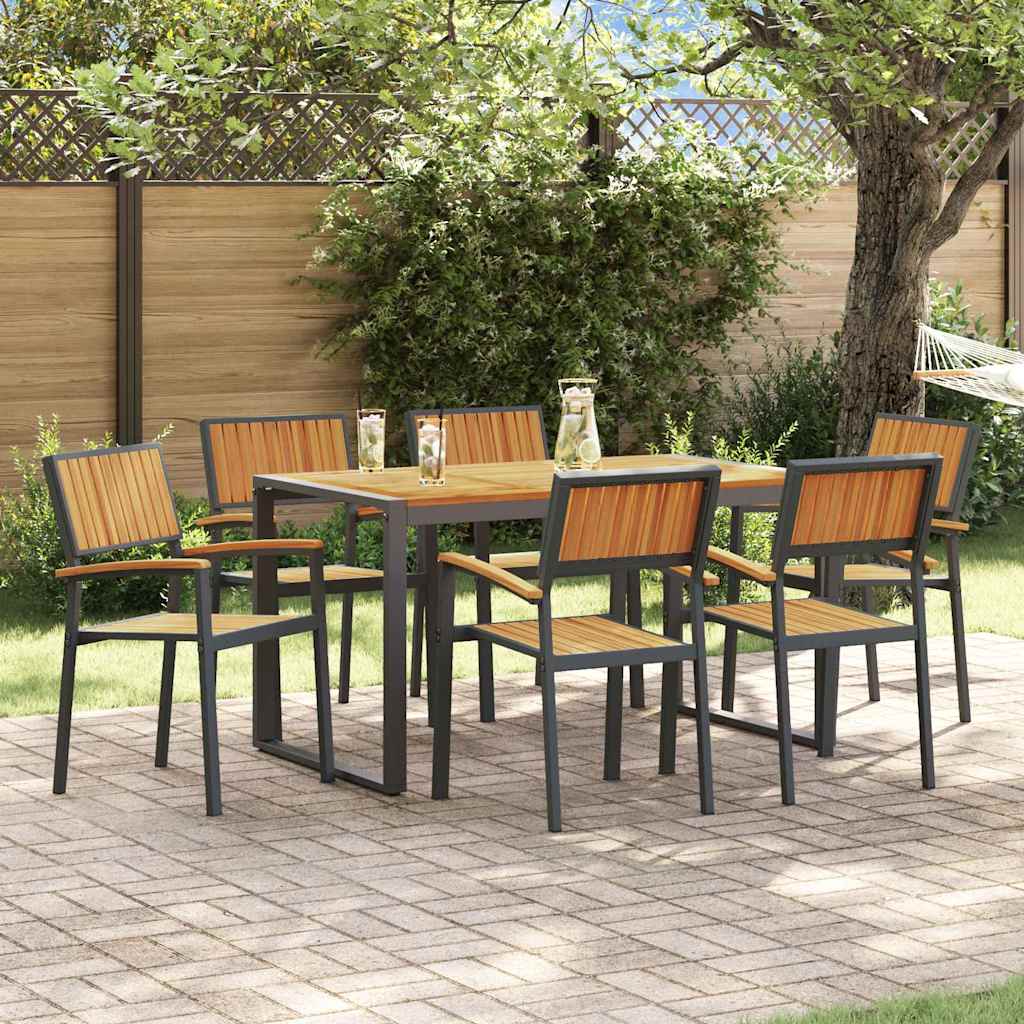 Conjunto de Comedor de Jardín 7 pcs Negro