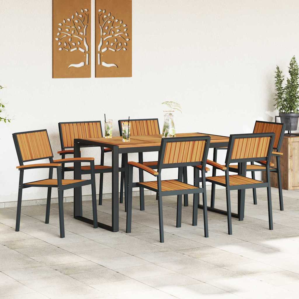 Conjunto de Comedor de Jardín 7 pcs Negro