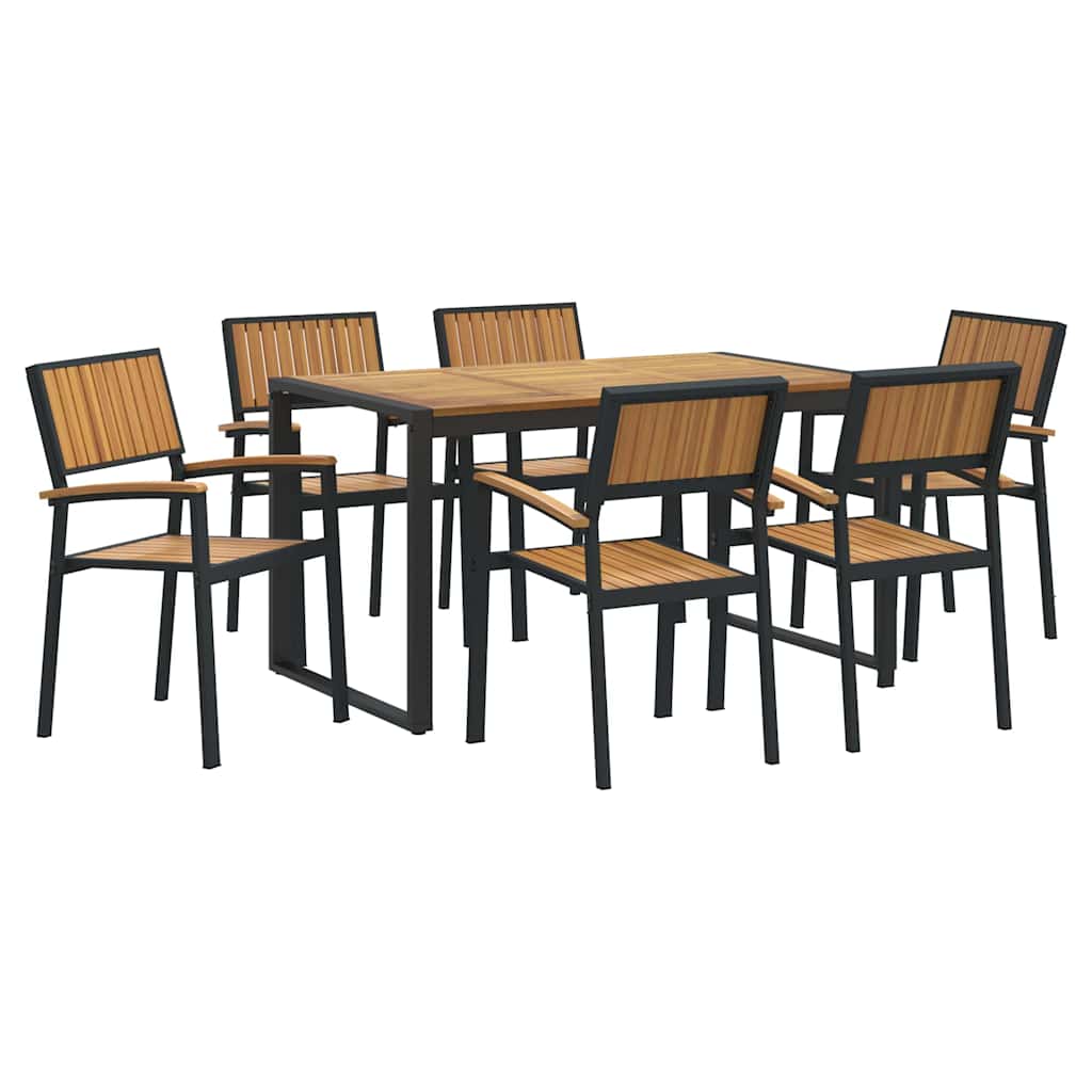 Conjunto de Comedor de Jardín 7 pcs Negro