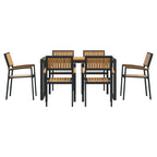 Conjunto de Comedor de Jardín 7 pcs Negro