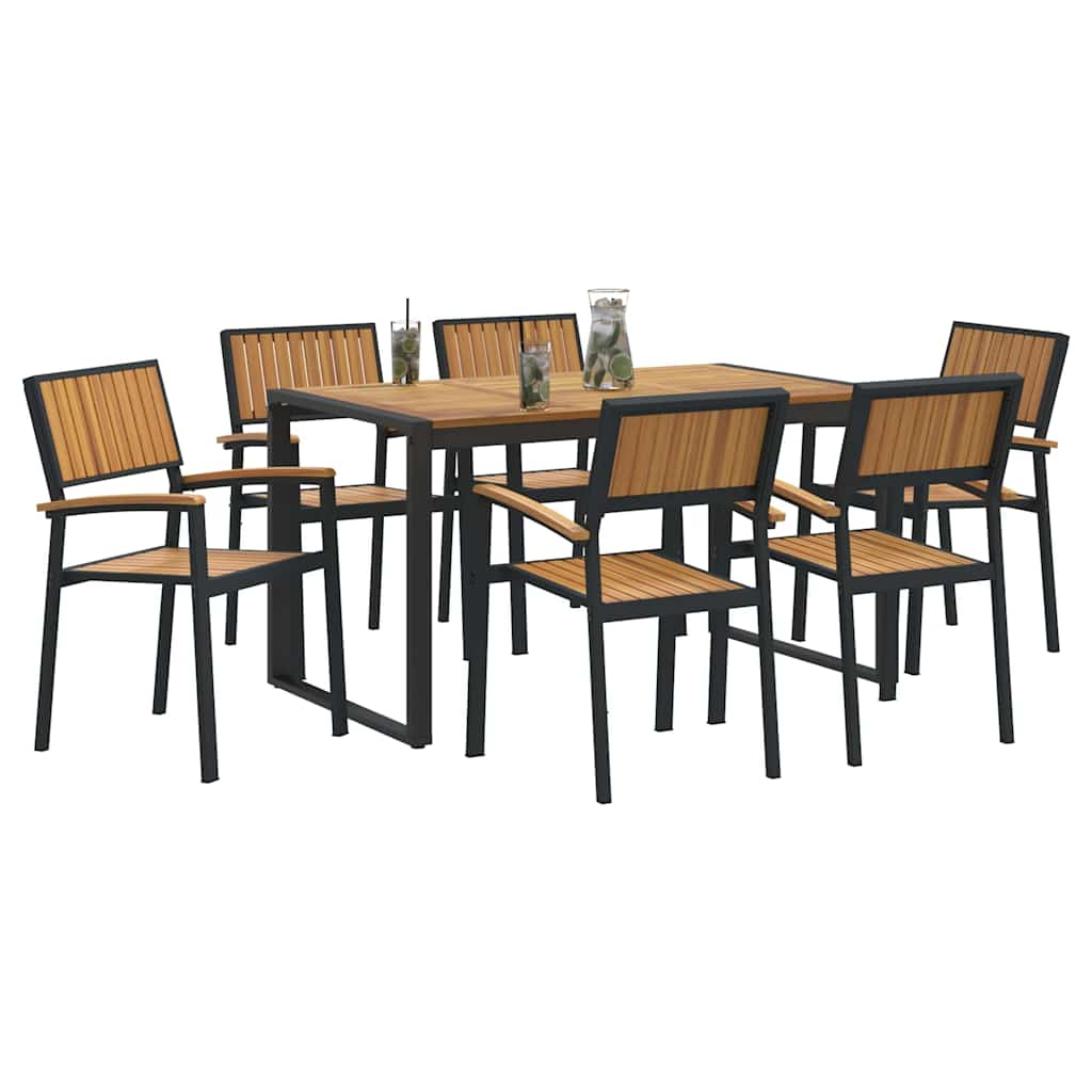 Conjunto de Comedor de Jardín 7 pcs Negro