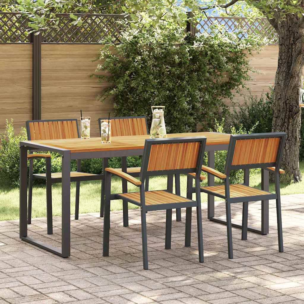 Outdoor Dining Set 5 pcs Black