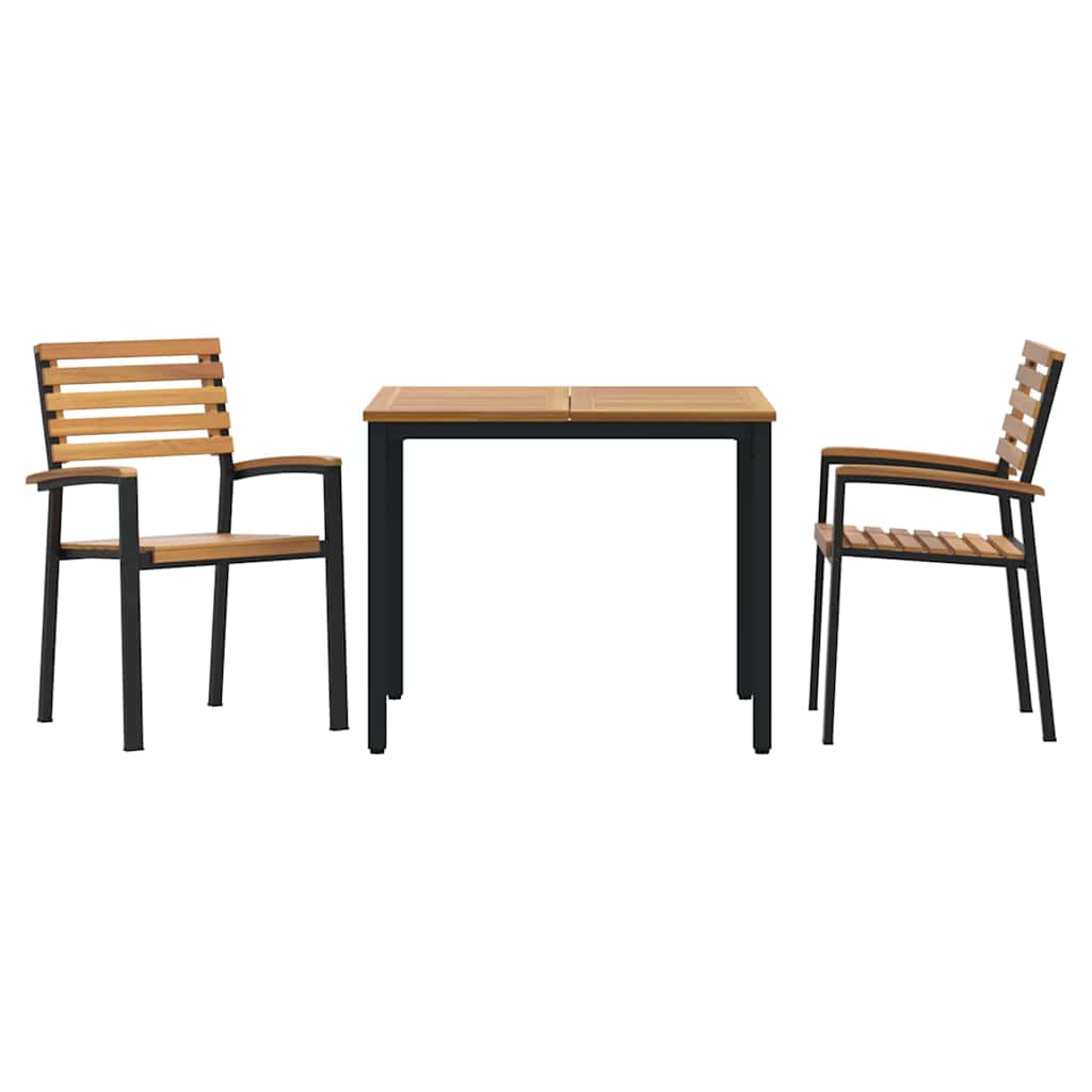 Conjunto de Comedor de Jardín 3 pcs Negro
