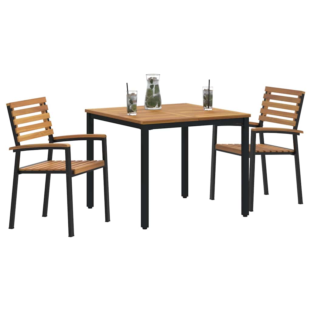 Conjunto de Comedor de Jardín 3 pcs Negro