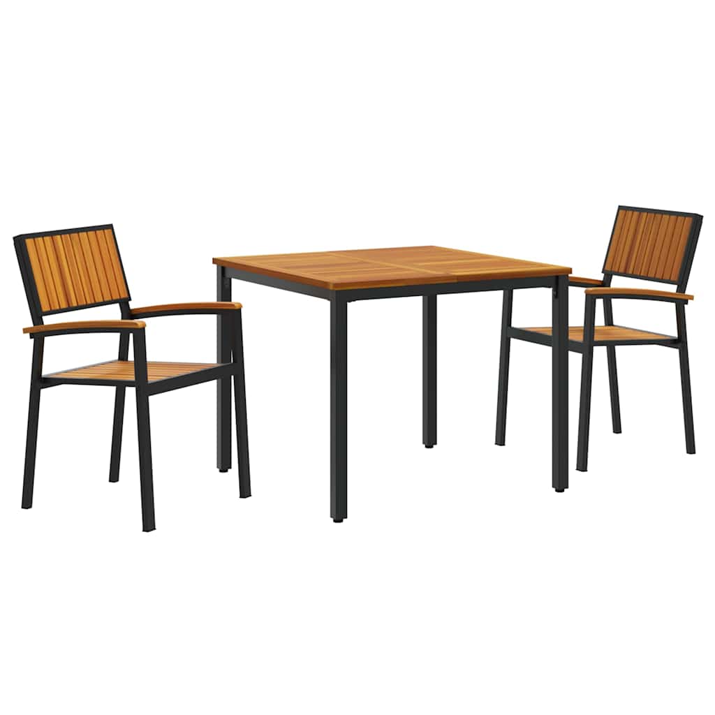 Conjunto de Comedor de Jardín 3 pcs Negro