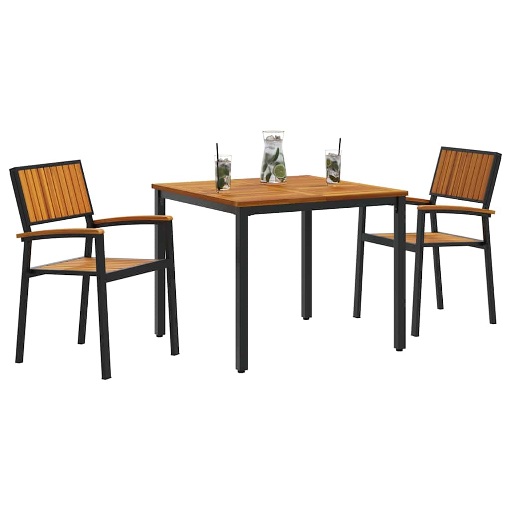 Conjunto de Comedor de Jardín 3 pcs Negro