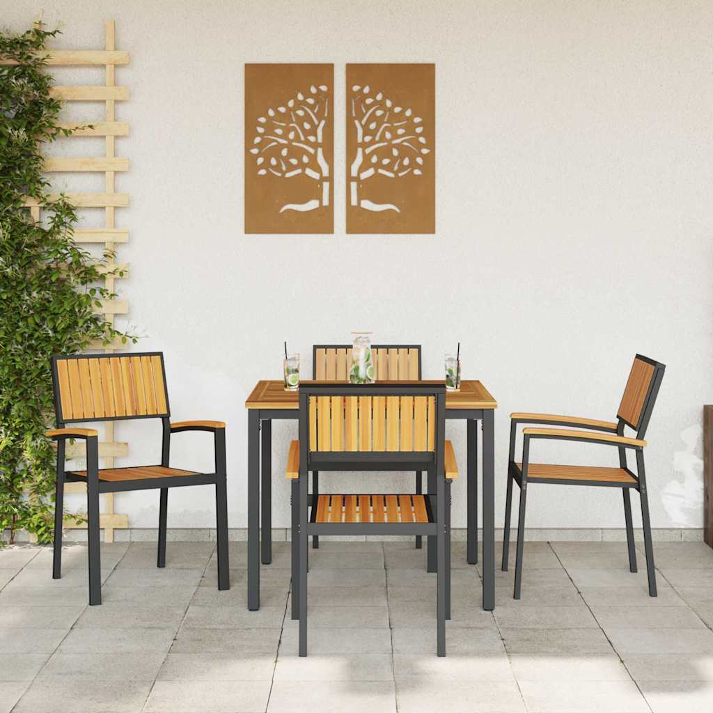 Conjunto de Comedor de Jardín 5 pcs Negro