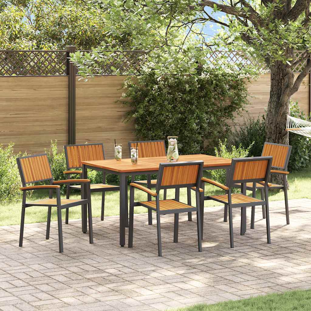 Conjunto de Comedor de Jardín 7 pcs Negro
