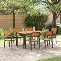 Conjunto de Comedor de Jardín 7 pcs Negro
