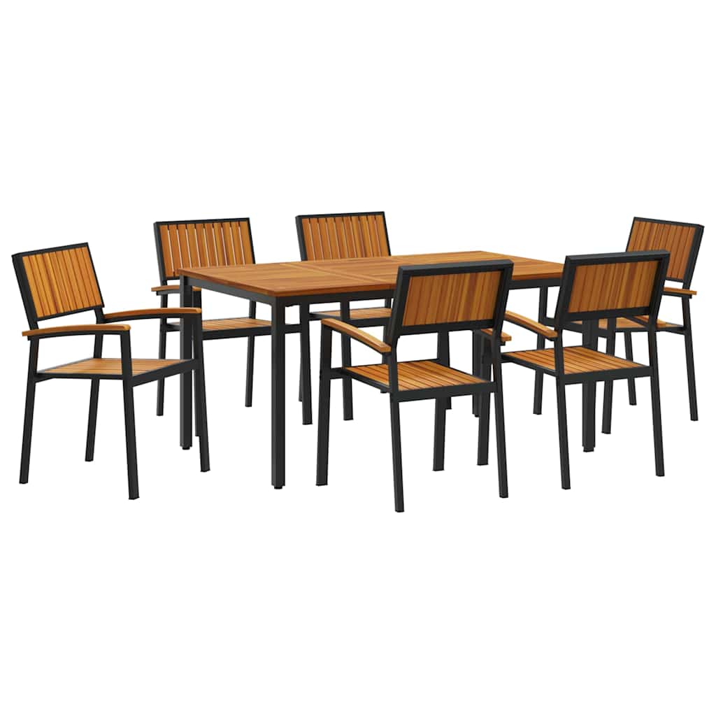 Conjunto de Comedor de Jardín 7 pcs Negro
