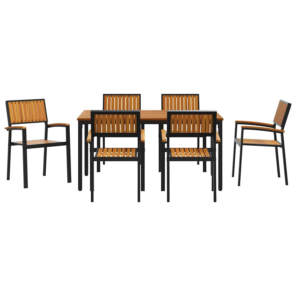 Conjunto de Comedor de Jardín 7 pcs Negro