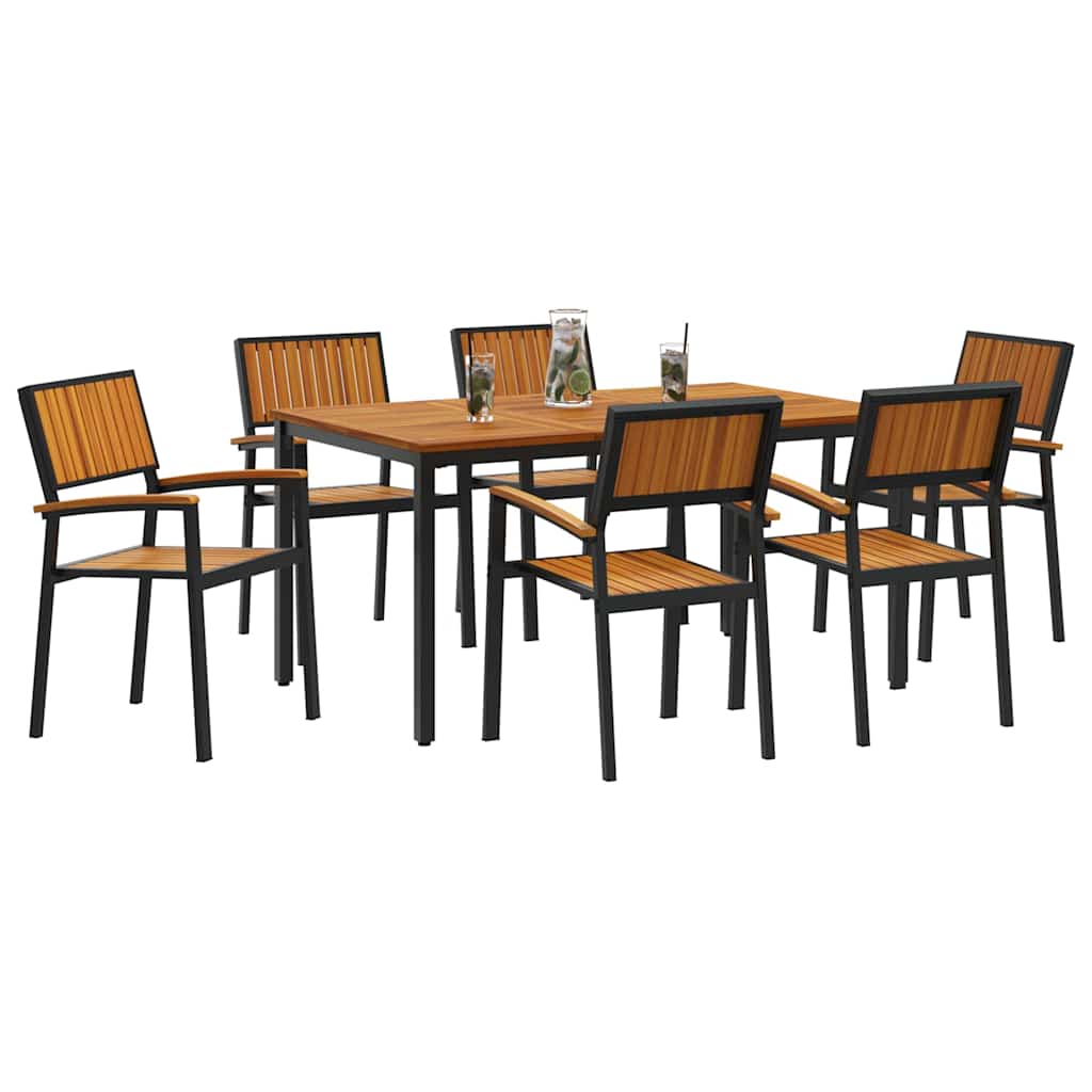 Conjunto de Comedor de Jardín 7 pcs Negro
