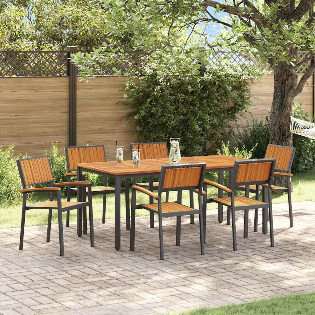 7-Piece Black Outdoor Dining Set