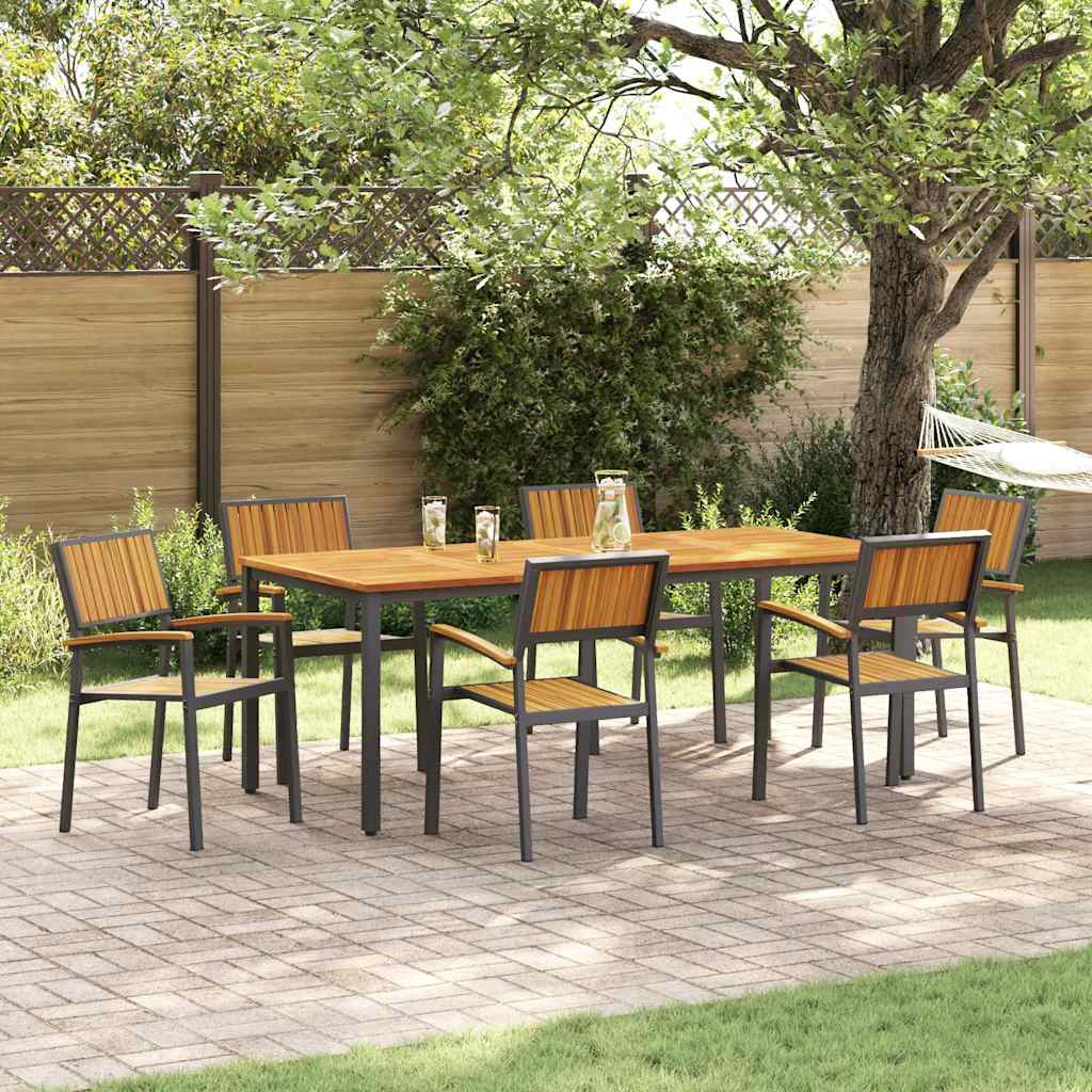 7-Piece Black Outdoor Dining Set