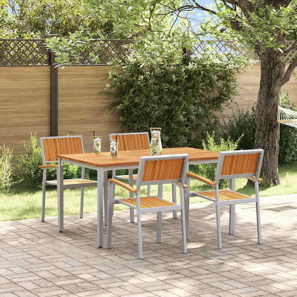 5 pcs Garden Dining Set Grey
