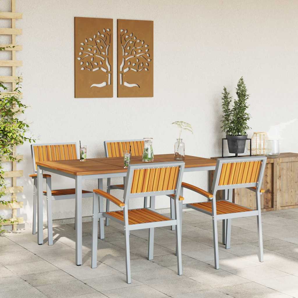 Conjunto de Comedor de Jardín 5 pcs Gris