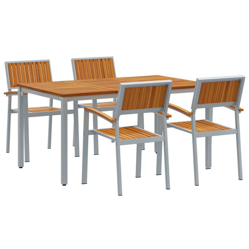 Conjunto de Comedor de Jardín 5 pcs Gris