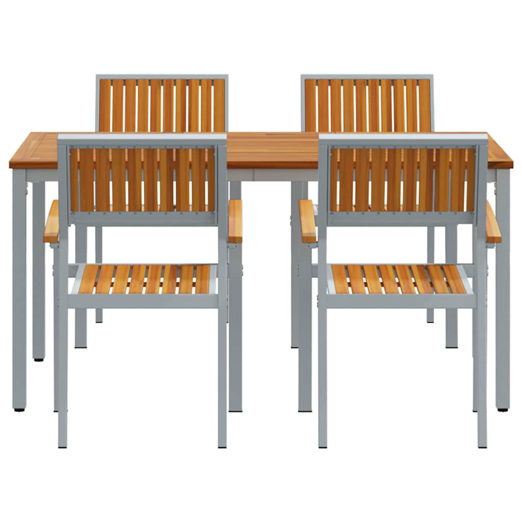 Conjunto de Comedor de Jardín 5 pcs Gris