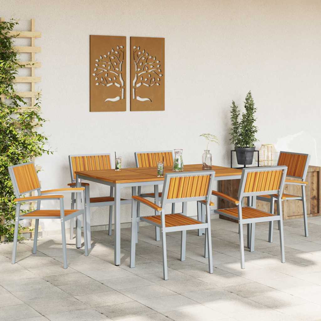 Conjunto de Comedor de Jardín 7 pcs Gris