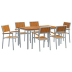 Conjunto de Comedor de Jardín 7 pcs Gris