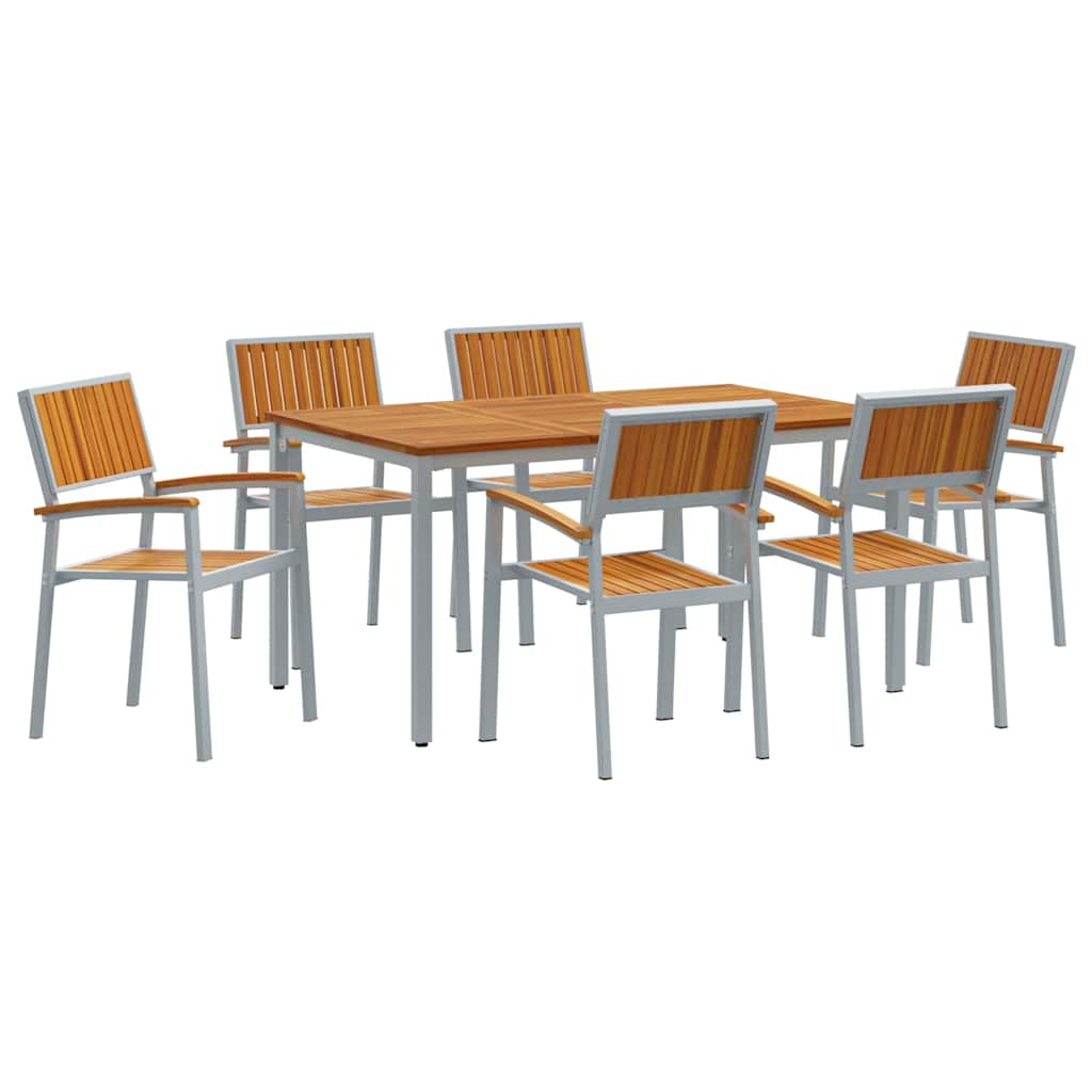 Conjunto de Comedor de Jardín 7 pcs Gris