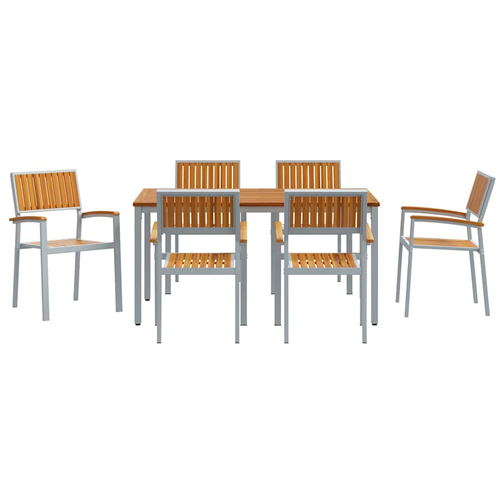 Conjunto de Comedor de Jardín 7 pcs Gris
