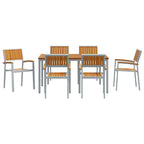 Conjunto de Comedor de Jardín 7 pcs Gris