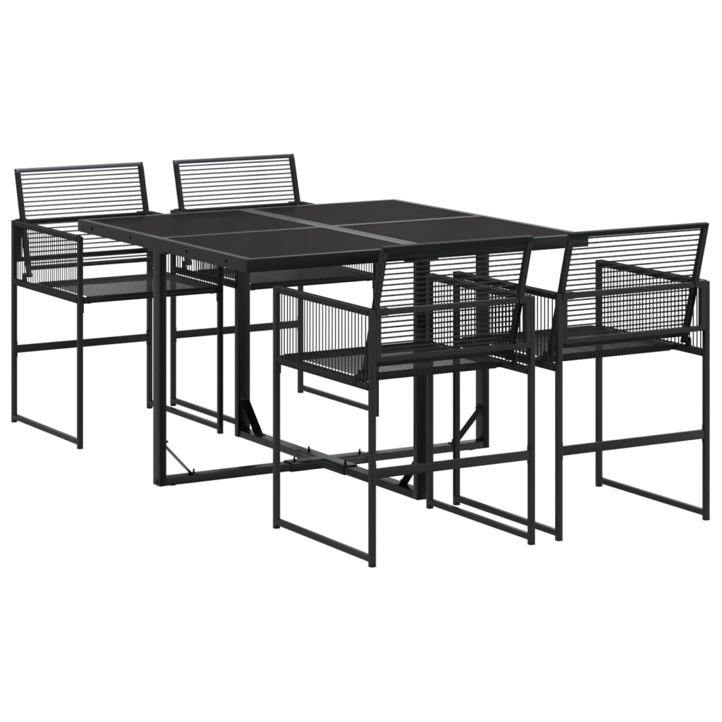 Juego de comedor de jardín 5 piezas ratán sintético negro