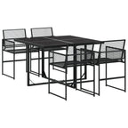 Juego de comedor de jardín 5 piezas ratán sintético negro
