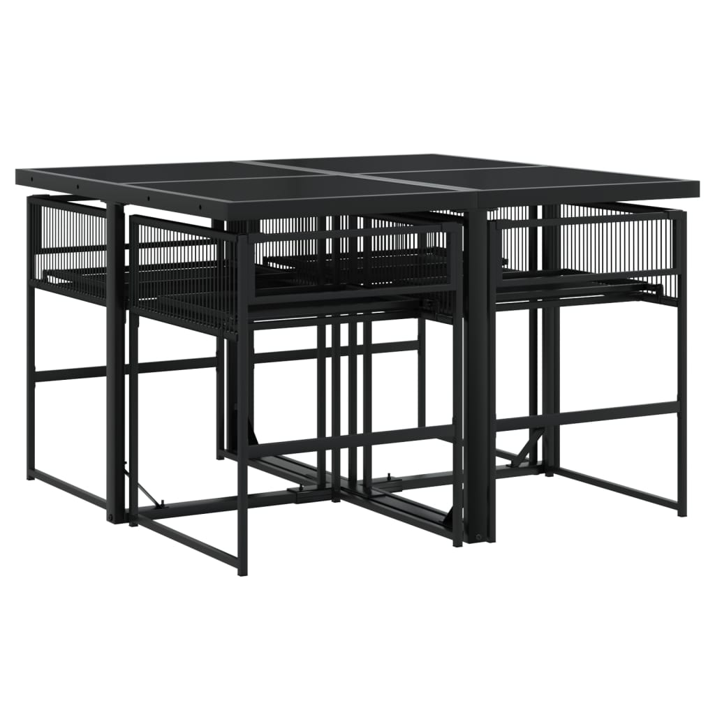 Juego de comedor de jardín 5 piezas ratán sintético negro