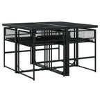 Juego de comedor de jardín 5 piezas ratán sintético negro