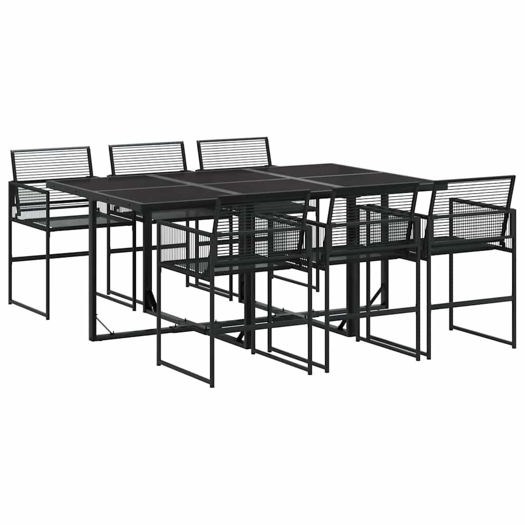 Juego de comedor de jardín 7 piezas ratán sintético negro