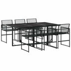 Juego de comedor de jardín 7 piezas ratán sintético negro