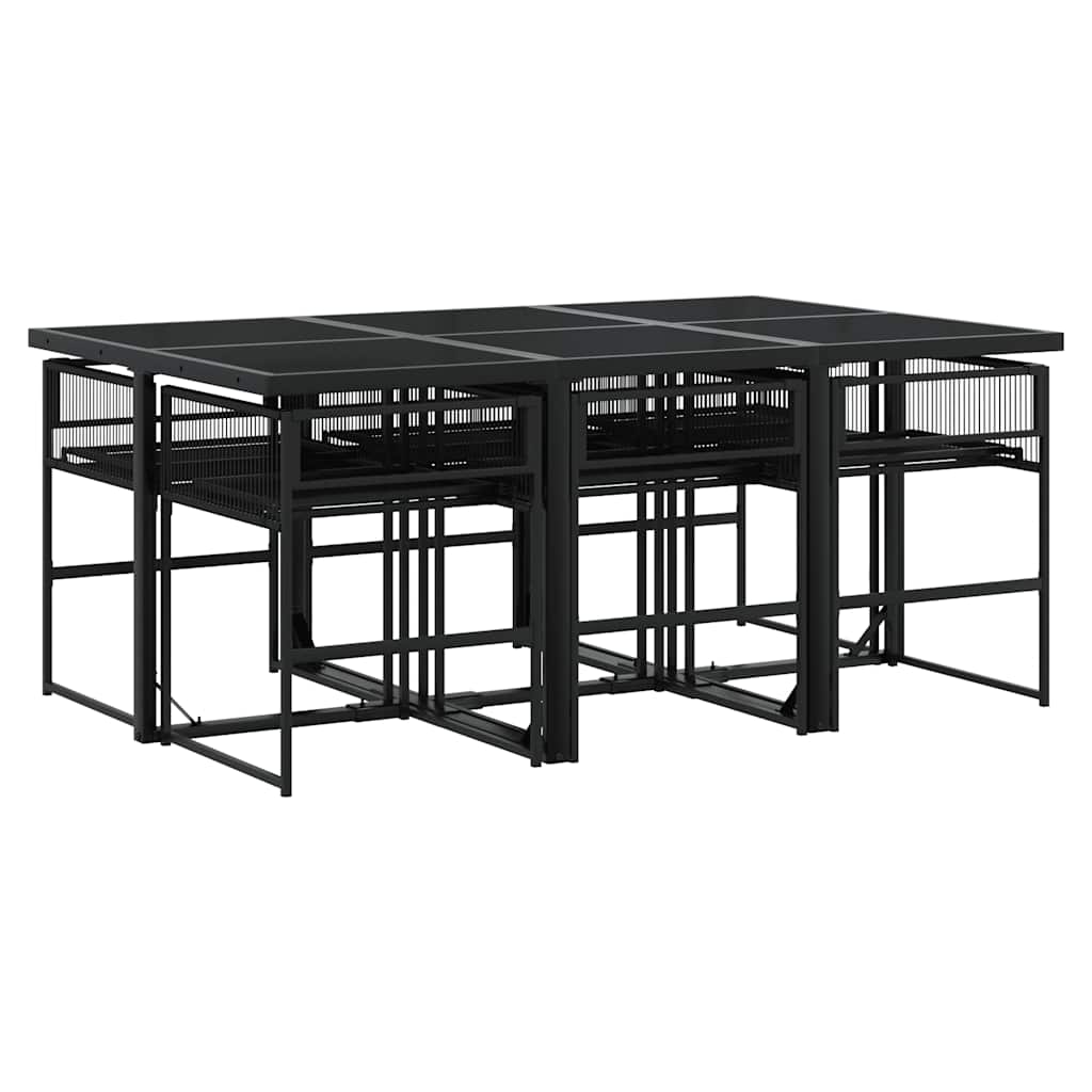 Juego de comedor de jardín 7 piezas ratán sintético negro