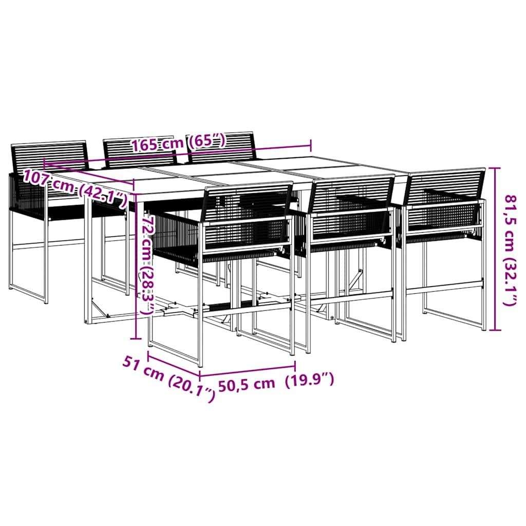 Juego de comedor de jardín 7 piezas ratán sintético negro